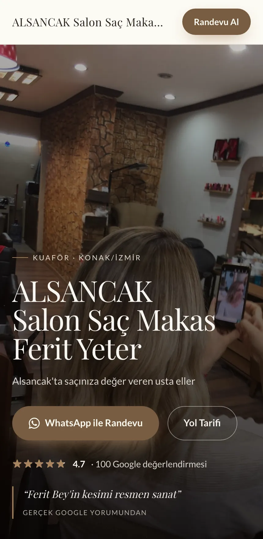 Ferit Yeter Kuaför — canlı site önizlemesi