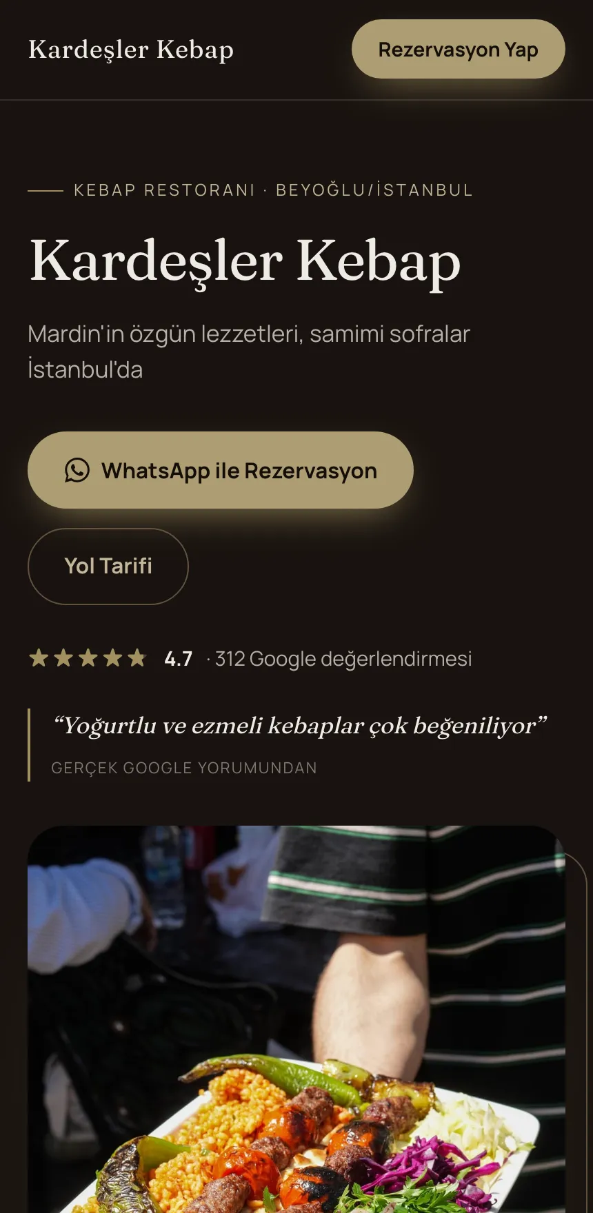Kardeşler Kebap — canlı site önizlemesi
